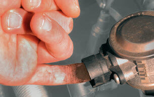 Finger check at secondary-air valve