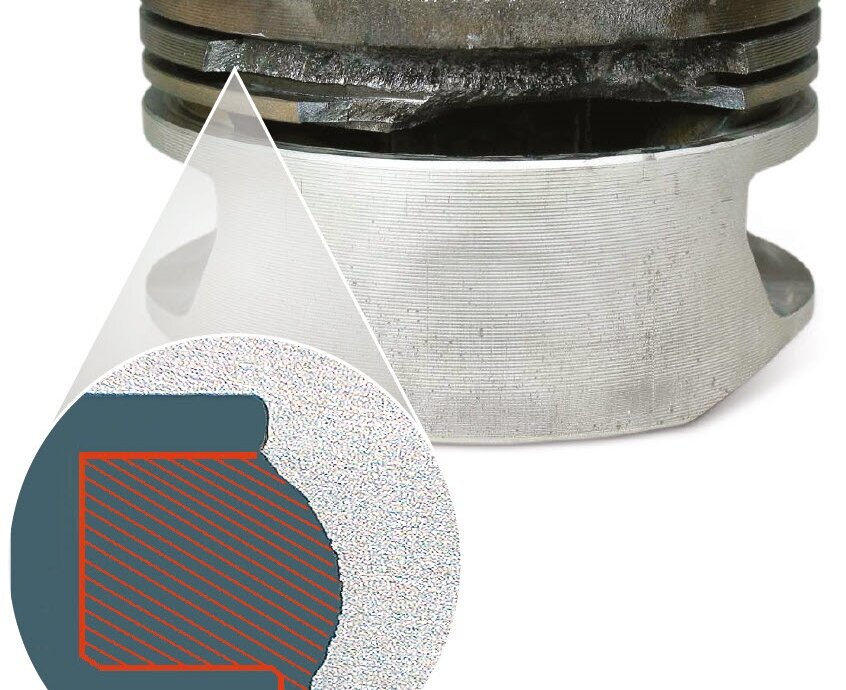 Abb. 1 + Abb. 2: Querschnitt durch Bruch Querschnitt durch Bruch| Kolbenschmidt | Motorservice