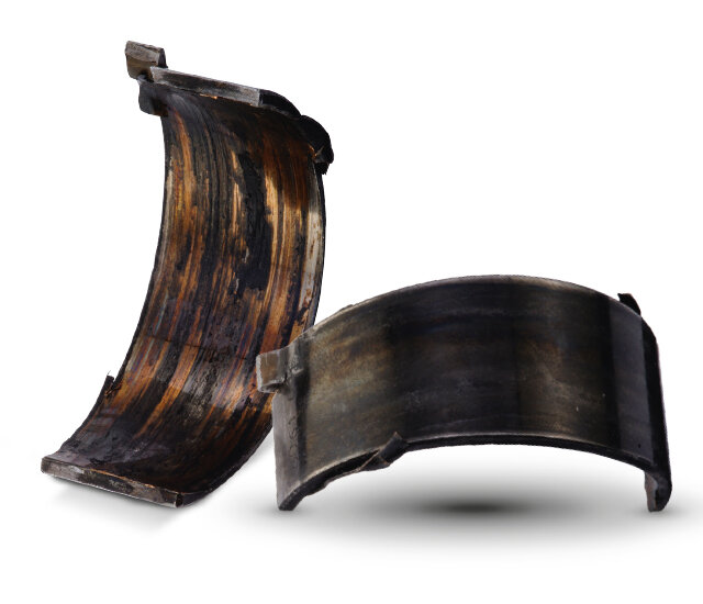 Semicojinete de biela en el lado de la barra, material compuesto de acerobronce con revestimiento galvanizado - Tras griparse el cojinete, el dorso del cojinete cambia a color negro | KS | Kolbenschmidt | Motorservice