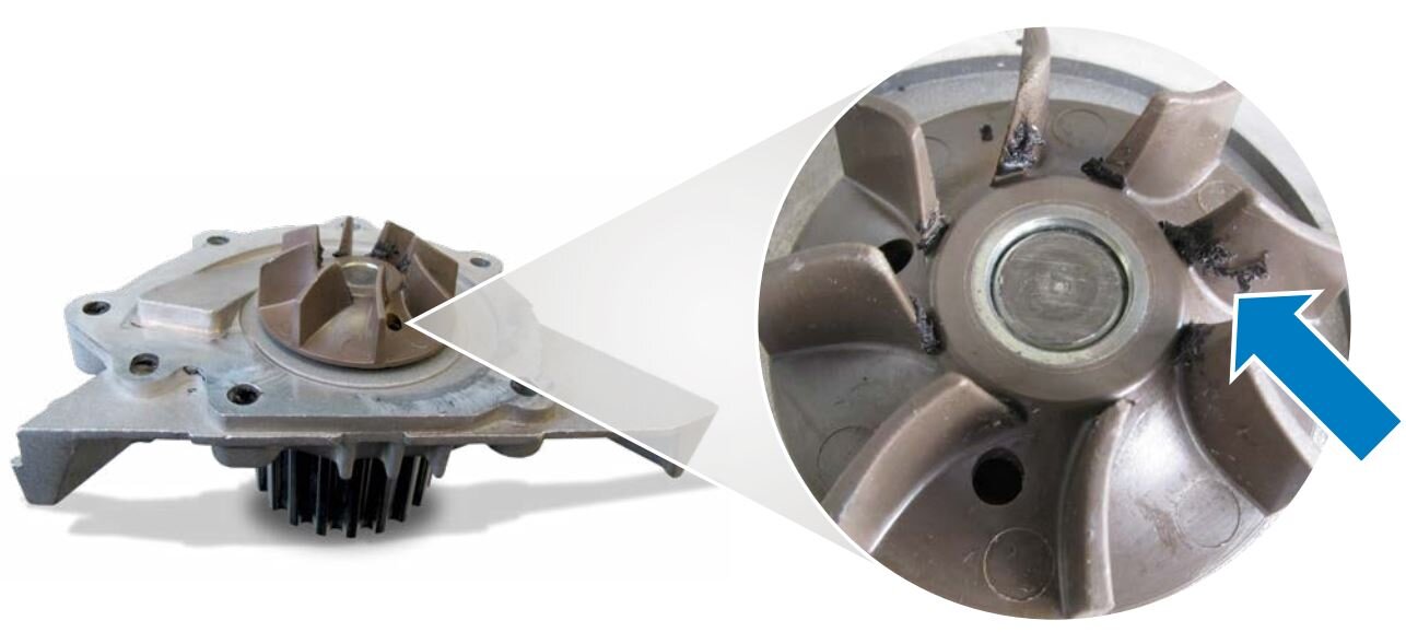 Leaky water pump caused by liquid sealant - pump was already  leaking during the warm-up phase| Pierburg | Motorservice