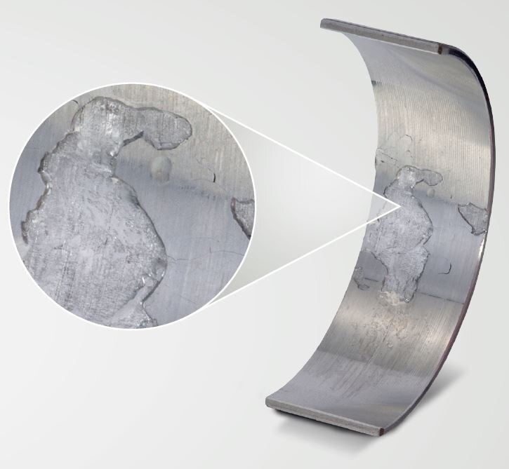 Stangenseitige Pleuellagerschale Stahl-Aluminium-Verbundwerkstoff (zum Vergrößern anklicken) Stangenseitige Pleuellagerschale Stahl-Aluminium-Verbundwerkstoff