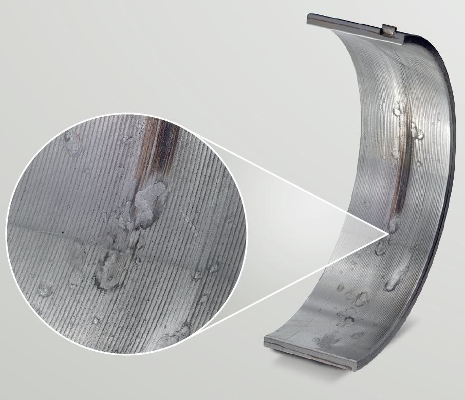 Untere Hauptlagerschale StahlAluminium- Verbundwerkstoff (zum Vergrößern anklicken) Untere Hauptlagerschale StahlAluminium- Verbundwerkstoff