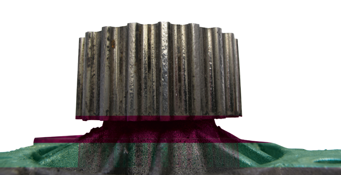 Toothed belt pulley damaged by dirt and wear (bearing damage)